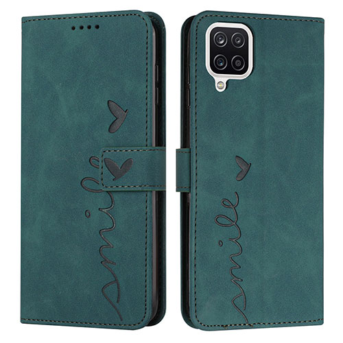 Leather Case Stands Flip Cover Holder Y03X for Samsung Galaxy A12 Green