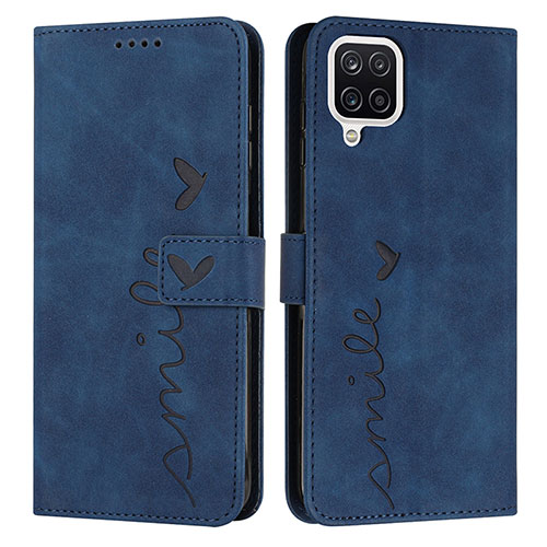 Leather Case Stands Flip Cover Holder Y03X for Samsung Galaxy A12 Nacho Blue