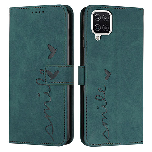 Leather Case Stands Flip Cover Holder Y03X for Samsung Galaxy A12 Nacho Green