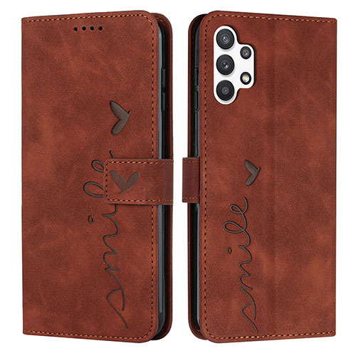 Leather Case Stands Flip Cover Holder Y03X for Samsung Galaxy A13 4G Brown