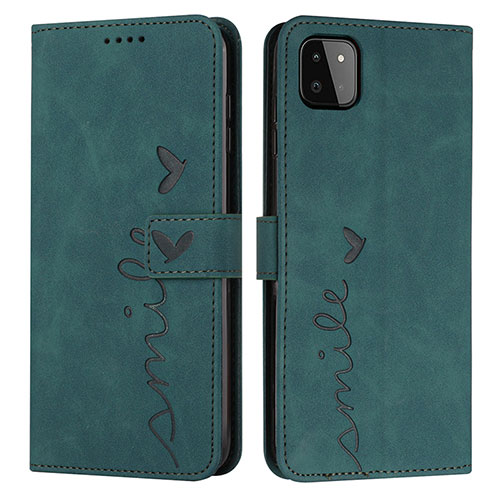 Leather Case Stands Flip Cover Holder Y03X for Samsung Galaxy A22 5G Green