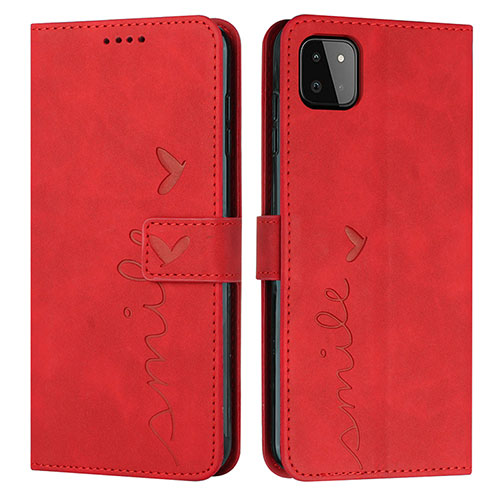 Leather Case Stands Flip Cover Holder Y03X for Samsung Galaxy A22s 5G Red