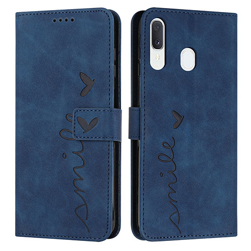 Leather Case Stands Flip Cover Holder Y03X for Samsung Galaxy A30 Blue