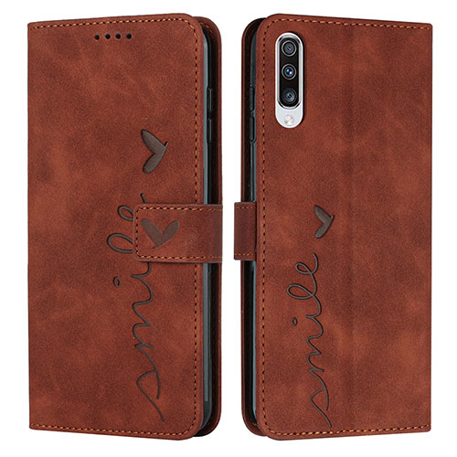 Leather Case Stands Flip Cover Holder Y03X for Samsung Galaxy A30S Brown