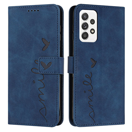 Leather Case Stands Flip Cover Holder Y03X for Samsung Galaxy A32 5G Blue