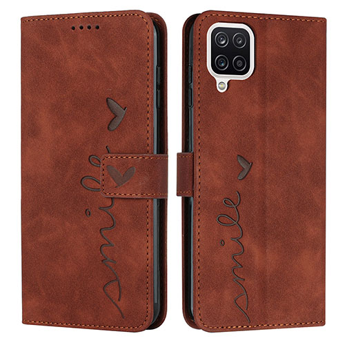 Leather Case Stands Flip Cover Holder Y03X for Samsung Galaxy A42 5G Brown