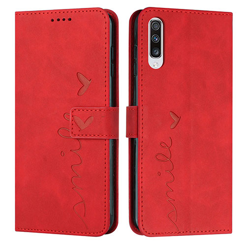 Leather Case Stands Flip Cover Holder Y03X for Samsung Galaxy A50S Red