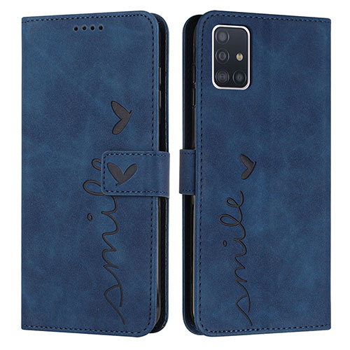 Leather Case Stands Flip Cover Holder Y03X for Samsung Galaxy A71 4G A715 Blue