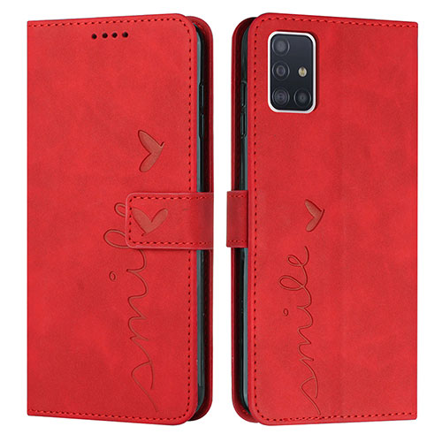 Leather Case Stands Flip Cover Holder Y03X for Samsung Galaxy A71 4G A715 Red