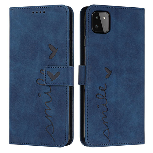 Leather Case Stands Flip Cover Holder Y03X for Samsung Galaxy F42 5G Blue