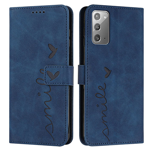 Leather Case Stands Flip Cover Holder Y03X for Samsung Galaxy Note 20 5G Blue