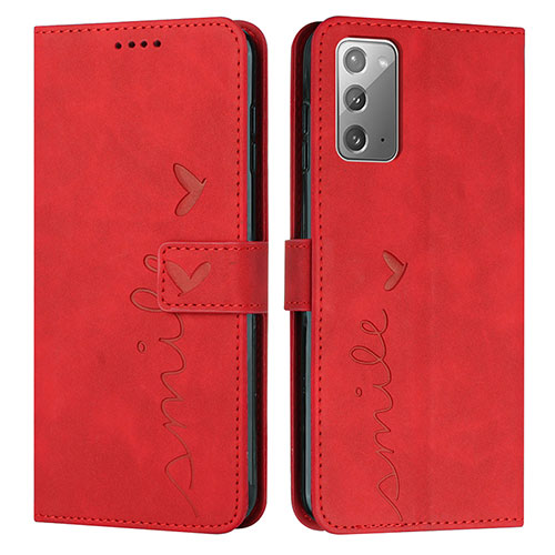 Leather Case Stands Flip Cover Holder Y03X for Samsung Galaxy Note 20 5G Red