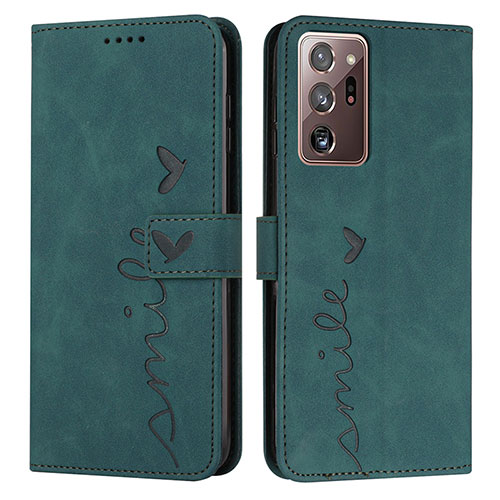 Leather Case Stands Flip Cover Holder Y03X for Samsung Galaxy Note 20 Ultra 5G Green