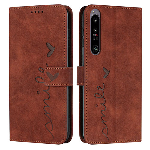 Leather Case Stands Flip Cover Holder Y03X for Sony Xperia 1 IV Brown