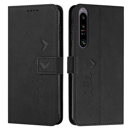 Leather Case Stands Flip Cover Holder Y03X for Sony Xperia 1 IV SO-51C Black