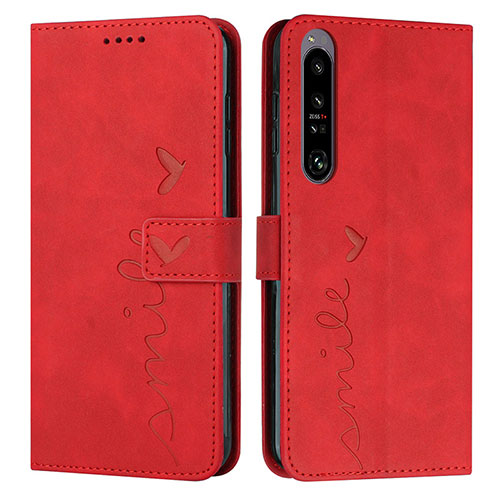 Leather Case Stands Flip Cover Holder Y03X for Sony Xperia 1 IV SO-51C Red