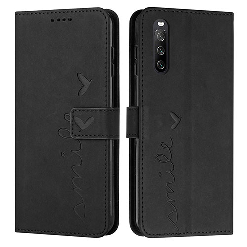 Leather Case Stands Flip Cover Holder Y03X for Sony Xperia 10 IV Black