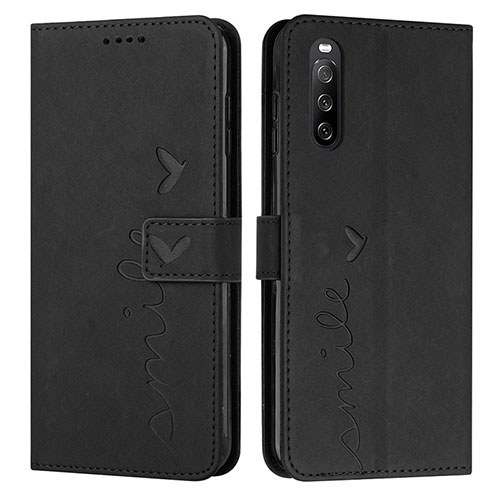 Leather Case Stands Flip Cover Holder Y03X for Sony Xperia 10 IV SOG07 Black