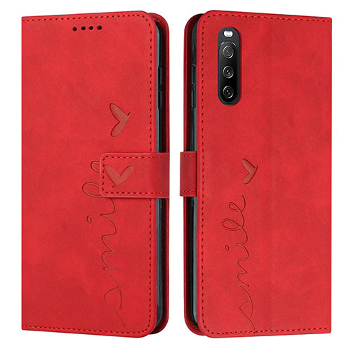 Leather Case Stands Flip Cover Holder Y03X for Sony Xperia 10 IV SOG07 Red