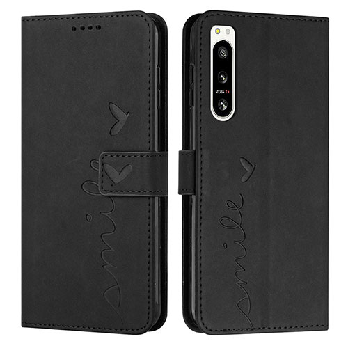 Leather Case Stands Flip Cover Holder Y03X for Sony Xperia 5 IV Black