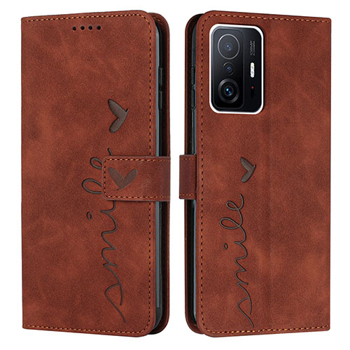 Leather Case Stands Flip Cover Holder Y03X for Xiaomi Mi 11T 5G Brown