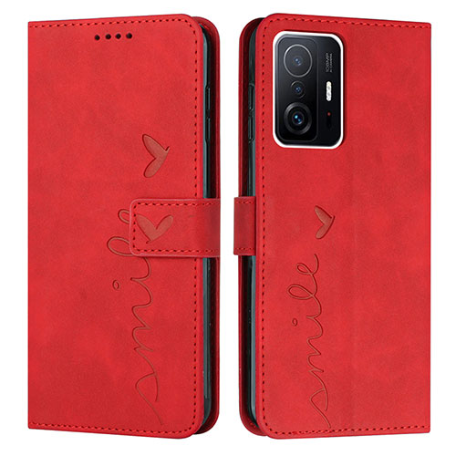 Leather Case Stands Flip Cover Holder Y03X for Xiaomi Mi 11T Pro 5G Red