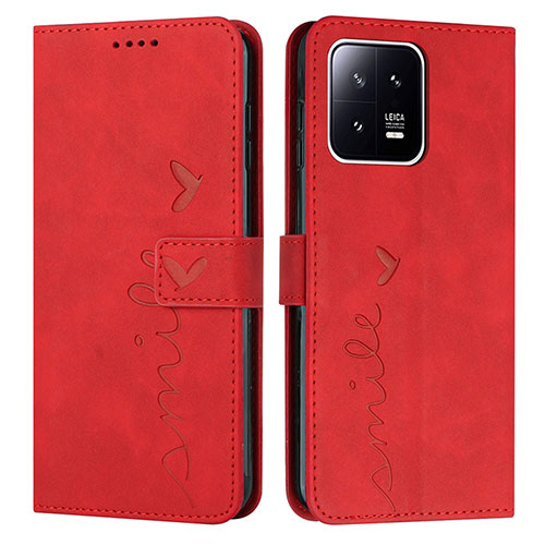 Leather Case Stands Flip Cover Holder Y03X for Xiaomi Mi 13 5G Red