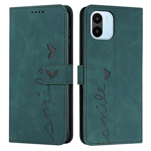 Leather Case Stands Flip Cover Holder Y03X for Xiaomi Poco C51 Green