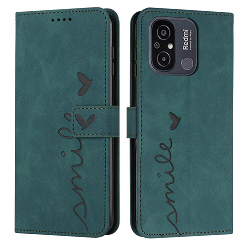 Leather Case Stands Flip Cover Holder Y03X for Xiaomi Poco C55 Green