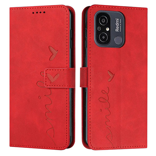 Leather Case Stands Flip Cover Holder Y03X for Xiaomi Poco C55 Red