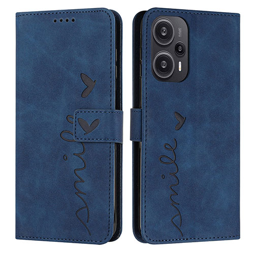 Leather Case Stands Flip Cover Holder Y03X for Xiaomi Poco F5 5G Blue