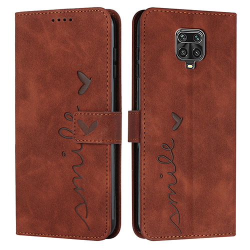 Leather Case Stands Flip Cover Holder Y03X for Xiaomi Poco M2 Pro Brown