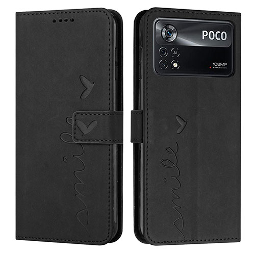 Leather Case Stands Flip Cover Holder Y03X for Xiaomi Poco X4 Pro 5G Black
