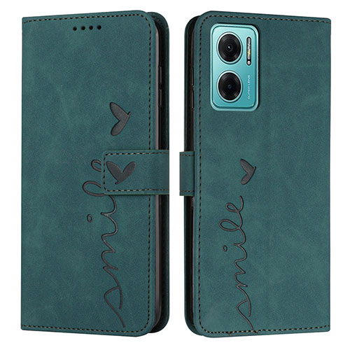 Leather Case Stands Flip Cover Holder Y03X for Xiaomi Redmi 10 5G Green