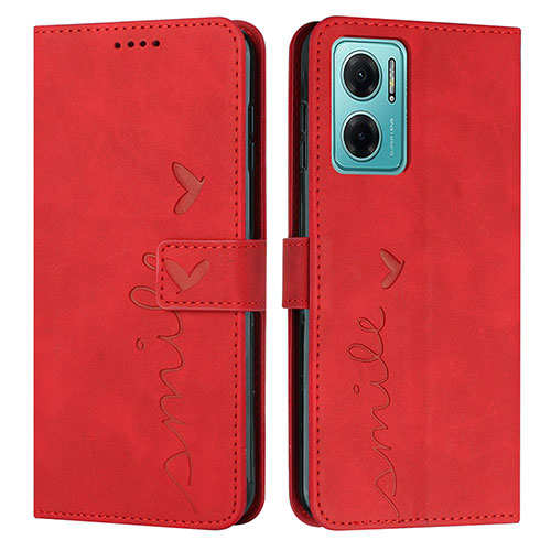 Leather Case Stands Flip Cover Holder Y03X for Xiaomi Redmi 10 5G Red