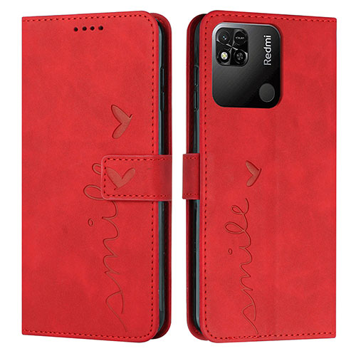 Leather Case Stands Flip Cover Holder Y03X for Xiaomi Redmi 10 India Red