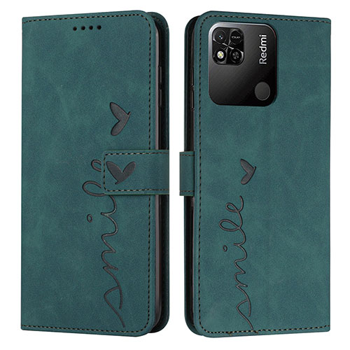 Leather Case Stands Flip Cover Holder Y03X for Xiaomi Redmi 10 Power Green