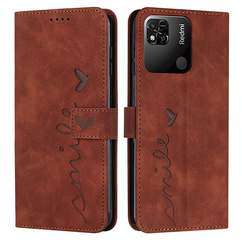 Leather Case Stands Flip Cover Holder Y03X for Xiaomi Redmi 10C 4G Brown