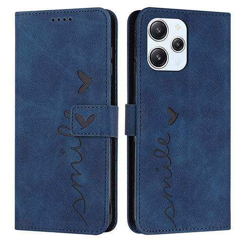 Leather Case Stands Flip Cover Holder Y03X for Xiaomi Redmi 12 4G Blue