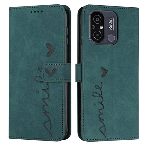Leather Case Stands Flip Cover Holder Y03X for Xiaomi Redmi 12C 4G Green
