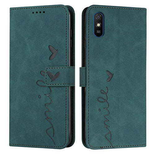 Leather Case Stands Flip Cover Holder Y03X for Xiaomi Redmi 9AT Green