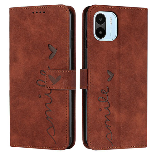 Leather Case Stands Flip Cover Holder Y03X for Xiaomi Redmi A1 Brown