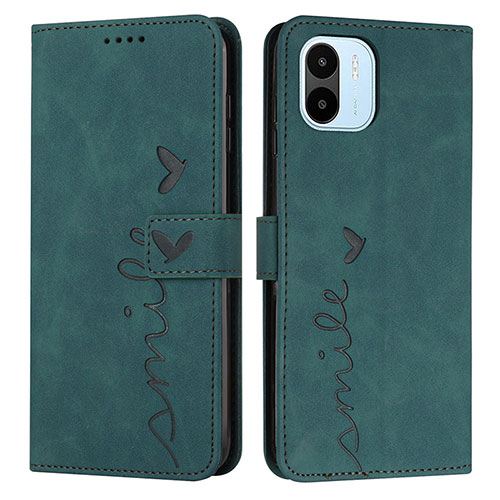 Leather Case Stands Flip Cover Holder Y03X for Xiaomi Redmi A2 Plus Green