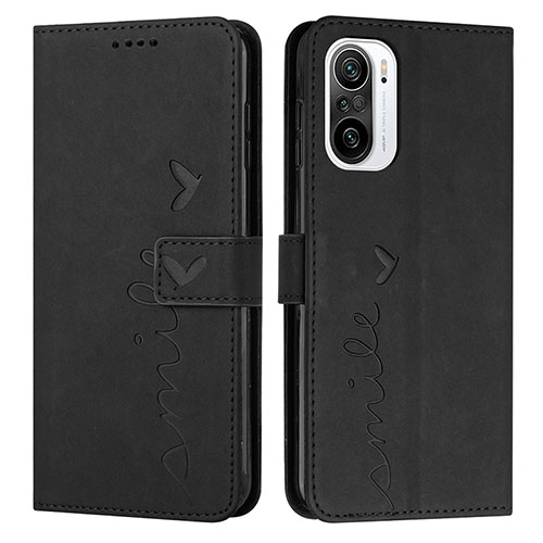 Leather Case Stands Flip Cover Holder Y03X for Xiaomi Redmi K40 Pro+ Plus 5G Black