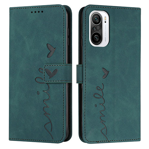 Leather Case Stands Flip Cover Holder Y03X for Xiaomi Redmi K40 Pro+ Plus 5G Green