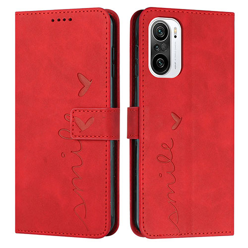 Leather Case Stands Flip Cover Holder Y03X for Xiaomi Redmi K40 Pro+ Plus 5G Red