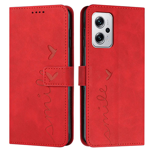 Leather Case Stands Flip Cover Holder Y03X for Xiaomi Redmi K50i 5G Red