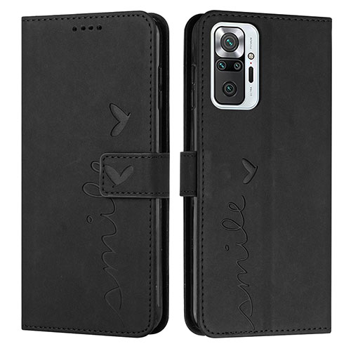 Leather Case Stands Flip Cover Holder Y03X for Xiaomi Redmi Note 10 Pro 4G Black