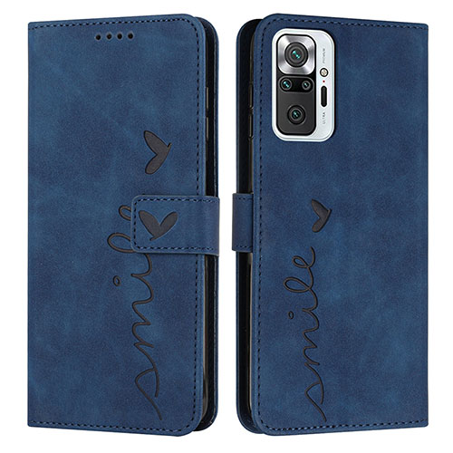 Leather Case Stands Flip Cover Holder Y03X for Xiaomi Redmi Note 10 Pro 4G Blue