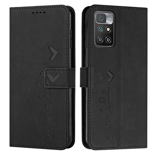 Leather Case Stands Flip Cover Holder Y03X for Xiaomi Redmi Note 11 4G (2021) Black
